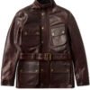 Triumph Barbour Brown Leather Motorcycle Jacket