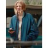 Hunter Schafer blue bomber jacket
