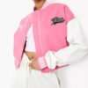 Pink Cropped Varsity Jacket