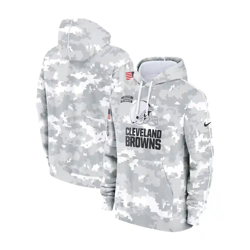 Cleveland Browns Nike Arctic Camo 2024 Salute to Service Club Fleece Pullover Hoodie