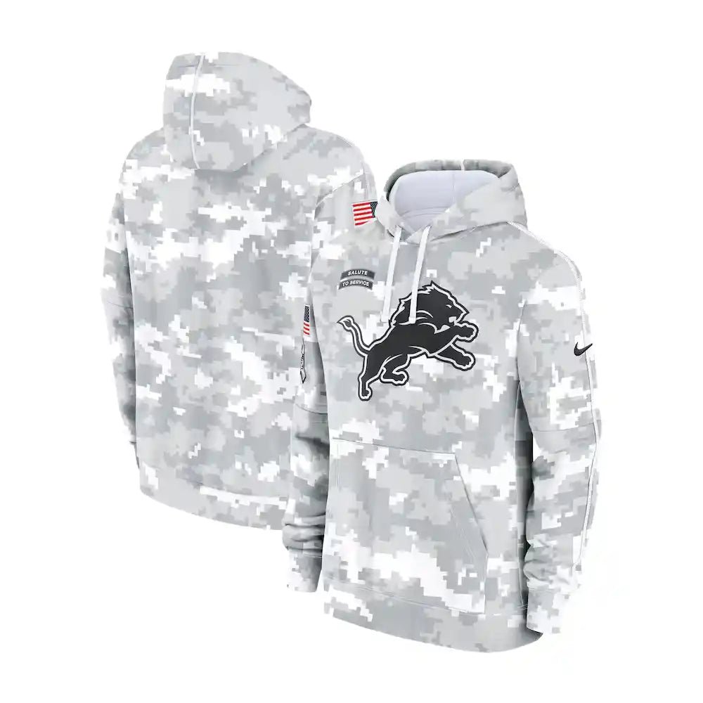Detroit Lions Nike Arctic Camo 2024 Salute to Service Club Fleece Pullover Hoodie