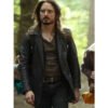 Elijah Wood black leather blazer jacket

