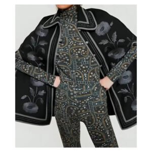 Emily Cooper Emily In Paris Season 04 Black Floral Cape Coat