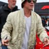 F1 2025 Brad Pitt Quilted White Bomber Jacket