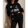 LA28 Olympic Fleece Collared Black Sweatshirt