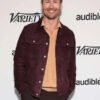 Glen Powell Hit Man 2024 Maroon Suede Jacket