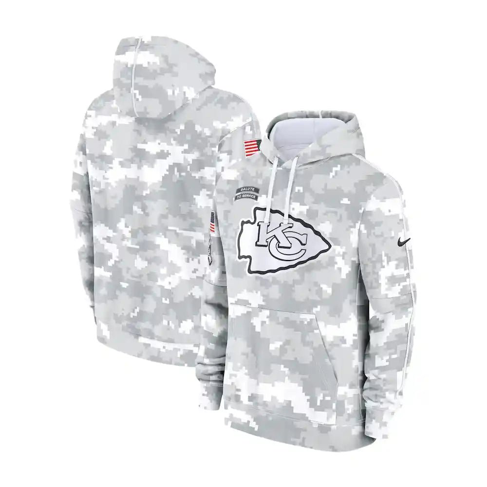 Kansas City Chiefs Nike Arctic Camo 2024 Salute to Service Club Fleece Pullover Hoodie