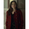 Katie Sheridan red wool Christmas coat
