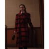 Lily Collins Plaid Wool Coat
