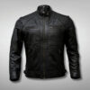 Mens Real Leather Quilted Jacket