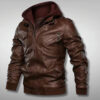 Mens Brown Removable Hood Jacket