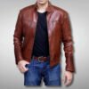 Brown Biker Quilted Jacket