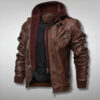 Mens Brown Hooded Bomber Jacket