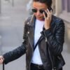 Michelle Keegan Manchester Street Style Black Biker Jacket