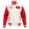 White NFL San Francisco 49ers Retro Rib Wool Varsity Jacket