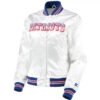 Tammy New England Patriots White Satin Bomber Jacket
