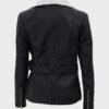 Belted asymmetrical motorcycle jacket
