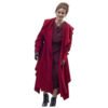 Nathalie Emmanuel red hooded coat
