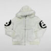 Unisex 8 Ball White Bomber Hooded Leather Jacket