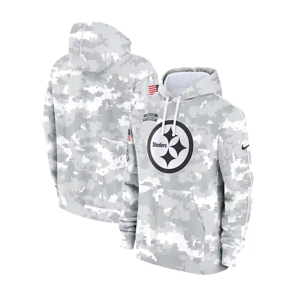 Pittsburgh Steelers Nike Arctic Camo 2024 Salute to Service Club Fleece Pullover Hoodie