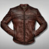 Brown Distressed Biker Jacket