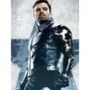 Sebastian Stan black leather costume jacket
