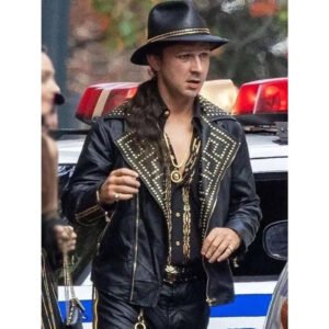 Shia LaBeouf black studded leather jacket