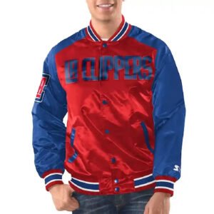 Los Angeles Clippers Renegade Red/Royal Varsity Satin Jacket