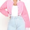 Pink Varsity Jacket Cropped