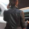 Michelle Keegan black biker Leather jacket