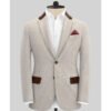 Tweed beige suit men
