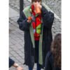 Lily Collins Black Shearling Coat