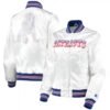 New England Patriots White Satin Bomber Jacket
