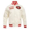 NFL San Francisco 49ers Retro Rib Satin White Jacket