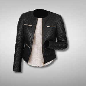 Women Diamond Quilted Leather Jacket
