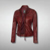 Maroon Biker Jacket