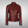 Maroon Biker quilted Jacket
