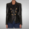 Women Double Breasted Leather Jacket