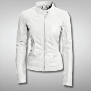 Womens White Biker Jacket
