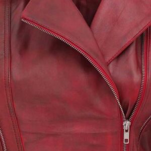 Burgundy leather motorcycle jacket women