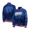 Youth Mitchell & Ness Giants blue satin jacket
