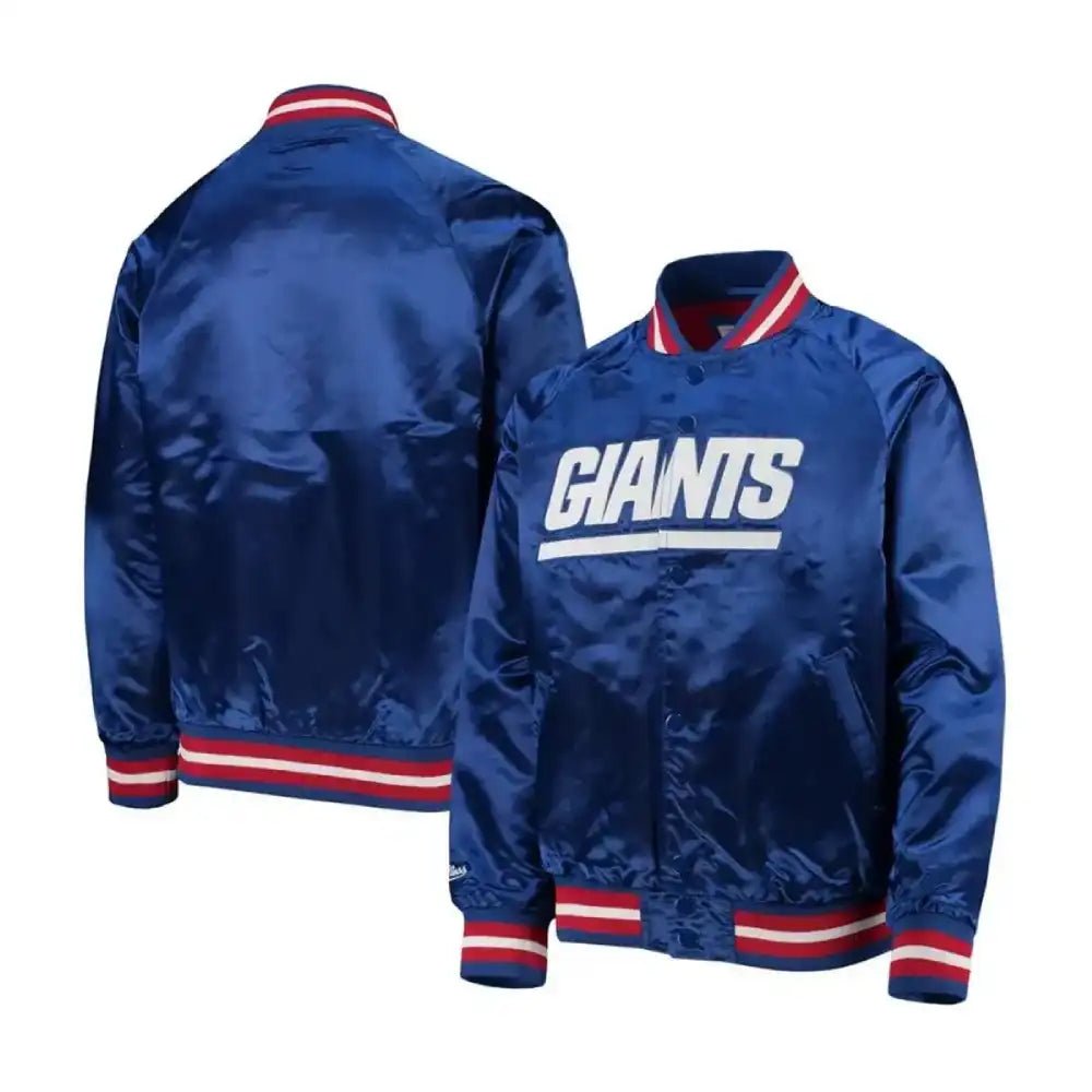 Youth Mitchell & Ness Giants blue satin jacket