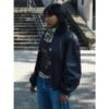 Zita Hanrot black leather jacket
