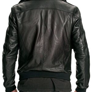 Mens-Air-Force-Fur-Collar-Black-Leather-Bomber-Jacket
