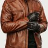 Men’s Cafe Racer Brown Leather Jacket