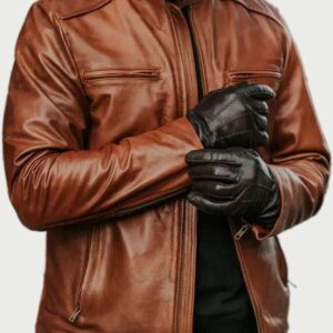 Men’s Cafe Racer Brown Leather Jacket