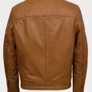 Men’s Casual Tan Brown Leather Biker Jacket