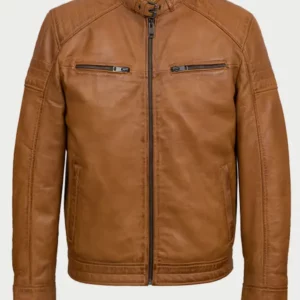 Men’s Casual Tan Brown Leather Jacket