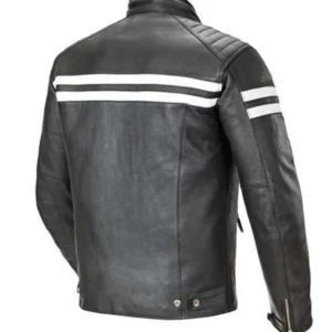 Mens Padded Black Leather Motorcycle Jacket