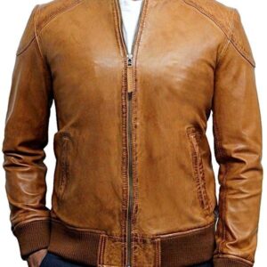 Mens-Waxed-Sheepskin-Leather-Bomber-Jacket-Tan-Brown-Front.jpg